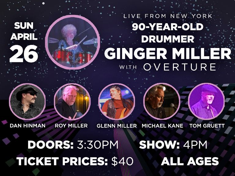 LIVE FROM NEW YORK – THE 90 YEAR OLD DRUMMER GINGER MILLER with OVERTURE